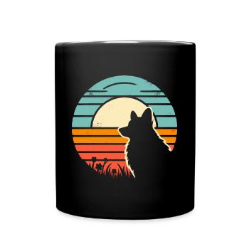 Corgi Vintage Sunset - Tasse einfarbig - Schwarz - Vorne