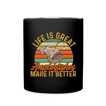 Poisson-grenouille Pêcheur en haute mer Pêcheur à la ligne - Mug uni - noir - Devant