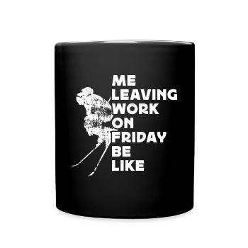 Quitter le travail le vendredi, Funshirt, Ski, Après - Mug uni - noir - Devant