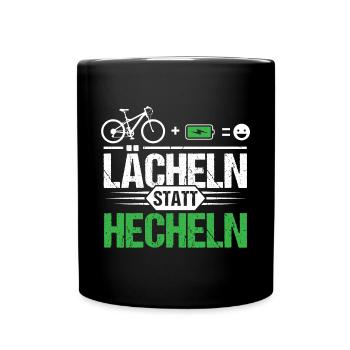 Fahrrad E-Bike Mountainbike Lächeln statt Hecheln! - Tasse einfarbig - Schwarz - Vorne