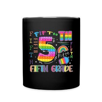 5.Klasse Schulkind Erster Schultag - Tasse einfarbig - Schwarz - Vorne