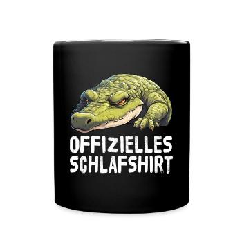 Offizieles Schlafshirt Krokodil - Tasse einfarbig - Schwarz - Vorne