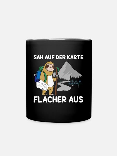 Sah Auf Der Karte Flacher Aus Faultier - Tasse einfarbig - Schwarz