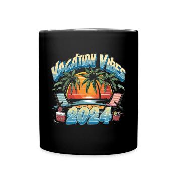 Vacation Vibes 2024 Sunset Palms and Beach - Tasse einfarbig - Schwarz - Vorne
