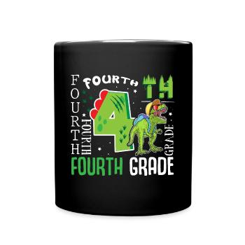 4th Grade Dino T-Rex - Full Colour Mug - black - Front