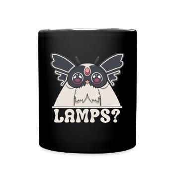 Funny owl figurine with big eyes and lamps text - Full Colour Mug - black - Front