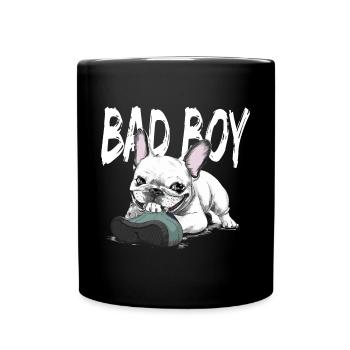Französische Bulldogge zerkautem Schuh für - Tasse einfarbig - Schwarz - Vorne