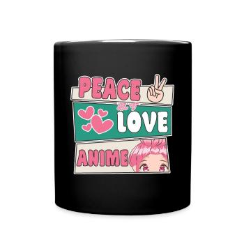 Peace Love Anime Japanese Anime Manga Gifts - Full Colour Mug - black - Front
