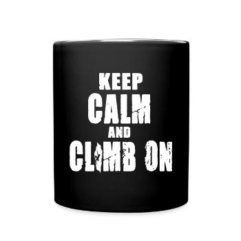 Keep Calm and Climb On - Tasse einfarbig - Schwarz - Vorne