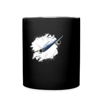Airplane Tshirt Men's Helicopter Pilot Airplane - Full Colour Mug - black - Front