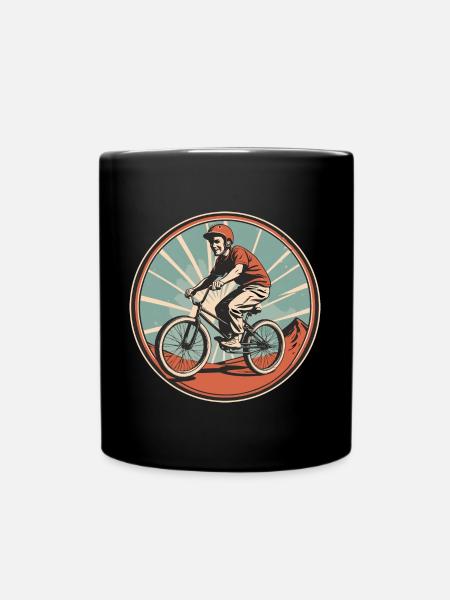 BMX Rider in a 50s vintage graphic style - Full Colour Mug - black