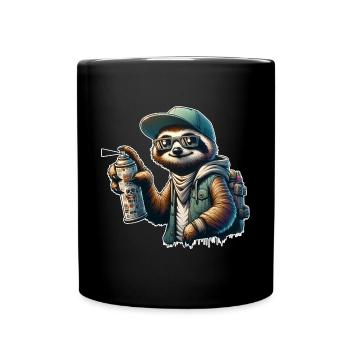 Sloth Graffiti Sprayer Street Art - Full Colour Mug - black - Front
