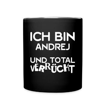 Vorname Andrej - Tasse einfarbig - Schwarz - Vorne