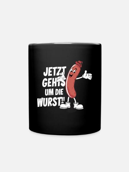 Jetzt geht es um die Wurst - Tasse einfarbig - Schwarz