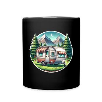 Camping Camper Caravan - Full Colour Mug - black - Front
