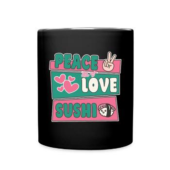 Amateur de cuisine japonaise Peace Love Sushi - Mug uni - noir - Devant