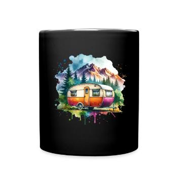Camping Camper Caravan - Full Colour Mug - black - Front