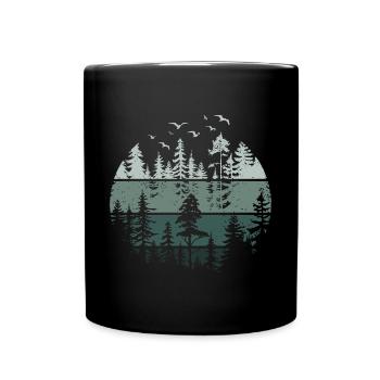 Wald Natur Wildnis Bäume Naturliebhaber - Tasse einfarbig - Schwarz - Vorne