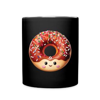 Glücklich Donut - Tasse einfarbig - Schwarz - Vorne