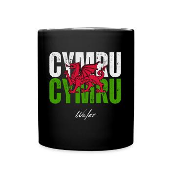 Drapeau du Pays de Galles, fierté galloise - Mug uni - noir - Devant