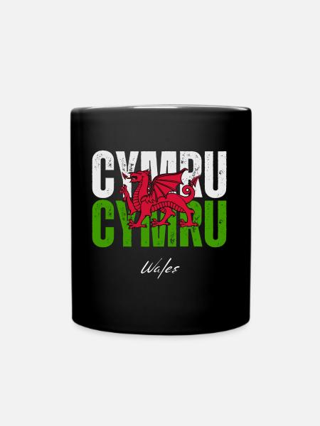Flag of Wales, Welsh pride - Full Colour Mug - black