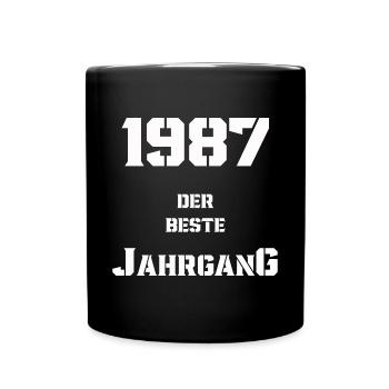1987 Jahrgang - Tasse einfarbig - Schwarz - Vorne