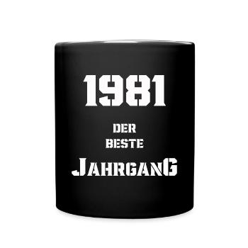 1981 Jahrgang - Tasse einfarbig - Schwarz - Vorne