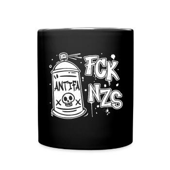 Antifaschismus Graffiti Art FCK NZS - Tasse einfarbig - Schwarz - Vorne