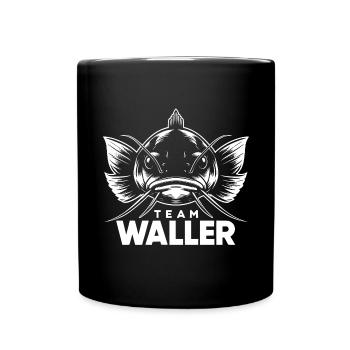 Team Waller Wels Welsfischen Sportfischen - Tasse einfarbig - Schwarz - Vorne