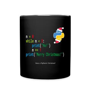 Ho! Ho! Ho! - Merry Christmas -Python Geek Design - Full Colour Mug - black - Front
