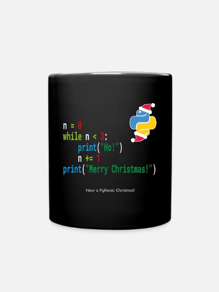 Ho! Ho! Ho! - Merry Christmas -Python Geek Design - Full Colour Mug - black