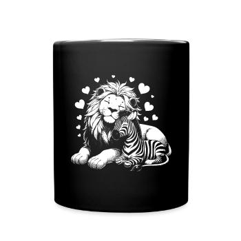 Leo and Zebra Love and Friendship - Full Colour Mug - black - Front