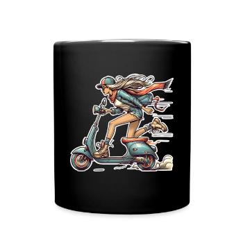 Motorroller Mofa Moped Roller - Tasse einfarbig - Schwarz - Vorne