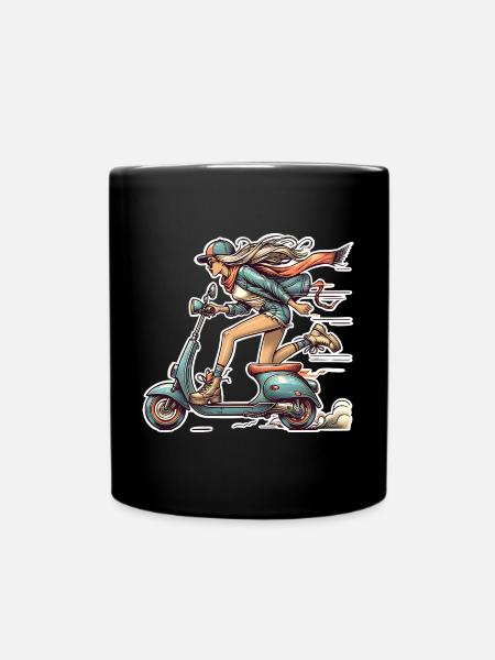 Motorroller Mofa Moped Roller - Tasse einfarbig - Schwarz