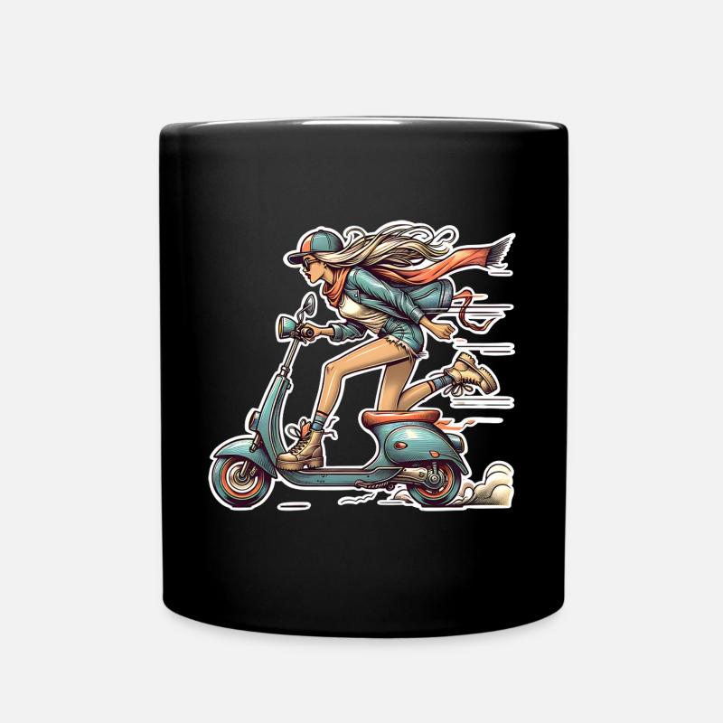 Motorroller Mofa Moped Roller - Tasse einfarbig - Schwarz