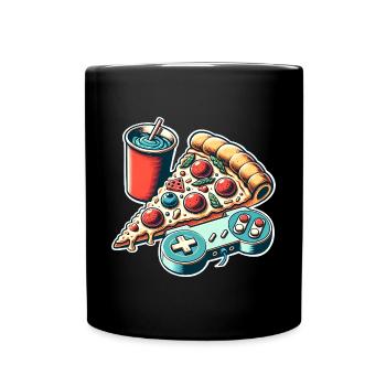 Pizza Gaming Gamer - Tasse einfarbig - Schwarz - Vorne