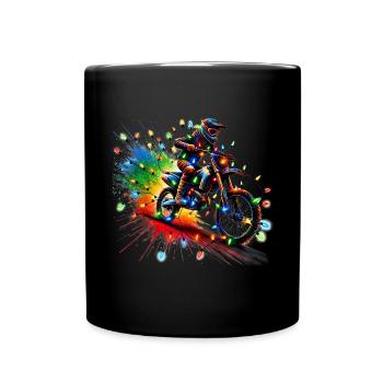 Christmas Motocross Lights Dirt Bike Rider Xmas - Tasse einfarbig - Schwarz - Vorne
