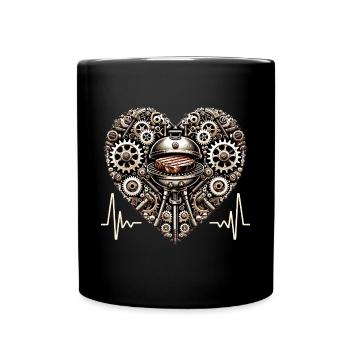 Grill Herzschlag Steampunk Griller Outdoor Kochen - Tasse einfarbig - Schwarz - Vorne