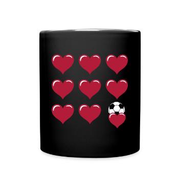 Play Soccer Fan Soccer Hearts - Full Colour Mug - black - Front