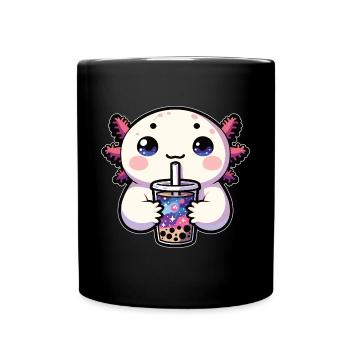 Axolotls Drink Bubble Tea Galaxy Boba Axolotl - Full Colour Mug - black - Front