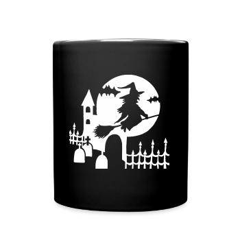 Halloween - Sorcière cimetière - blanc - Mug uni - noir - Devant
