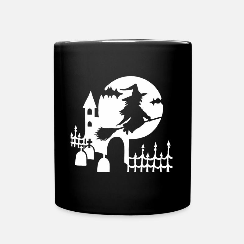 Halloween - Hexe Friedhof - weiß - Tasse einfarbig - Schwarz