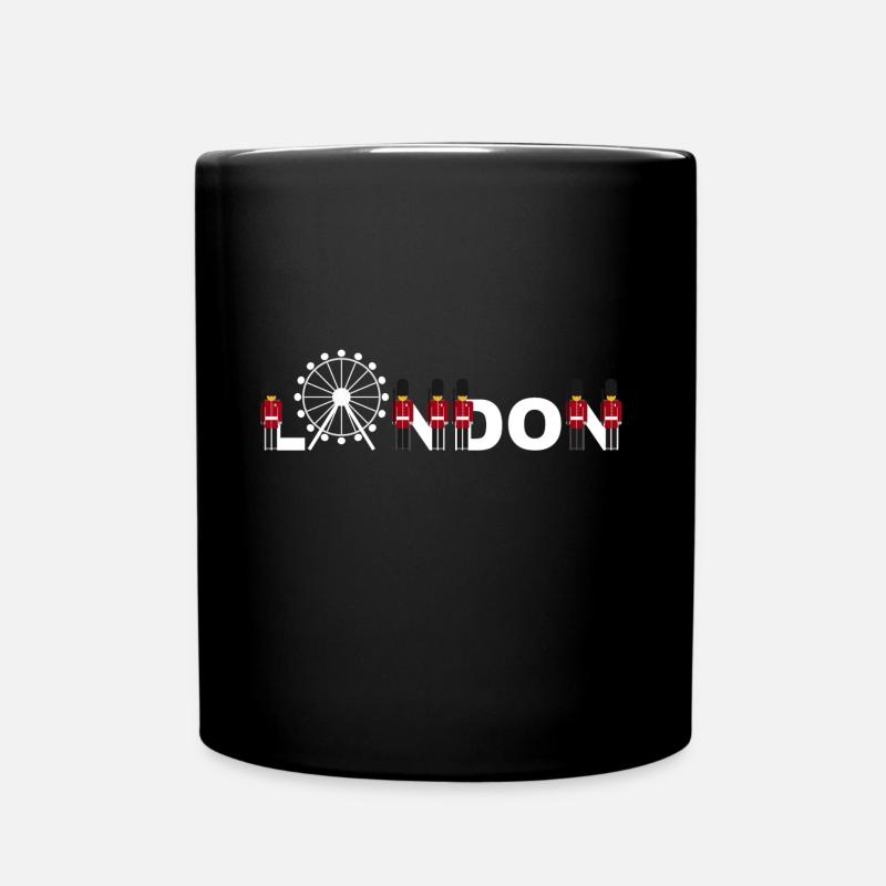 London Schriftzug mit Palastwache vom Buckingham - Tasse einfarbig - Schwarz
