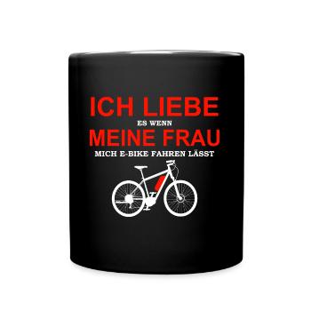 E-Bike Fahrer der seine Frau Liebt - Tasse einfarbig - Schwarz - Vorne