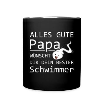 Alles Gute Papa wünscht dir dein bester Schwimmer - Tasse einfarbig - Schwarz - Vorne
