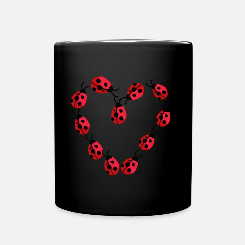 Ladybug Lucky Beetle Heart - Full Colour Mug - black