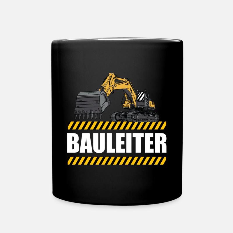 Bauleiter - Großes Bagger Motiv - Baustelle - Tasse einfarbig - Schwarz