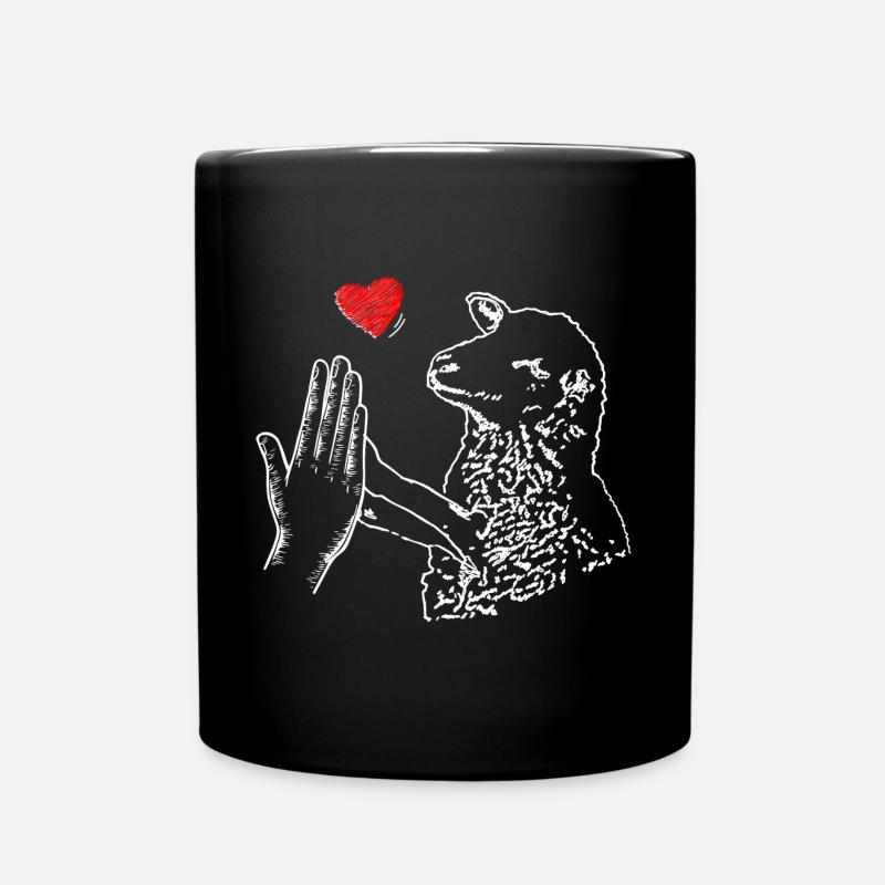 Schaf Herz Hand - Tasse einfarbig - Schwarz