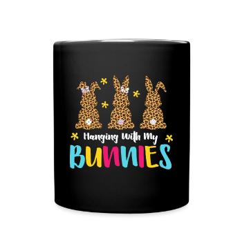 Accrocher avec mes lapins lapins à carreaux - Mug uni - noir - Devant