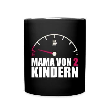 Mama von 2 Kindern Tankanzeige Energie Kraftlos - Tasse einfarbig - Schwarz - Vorne